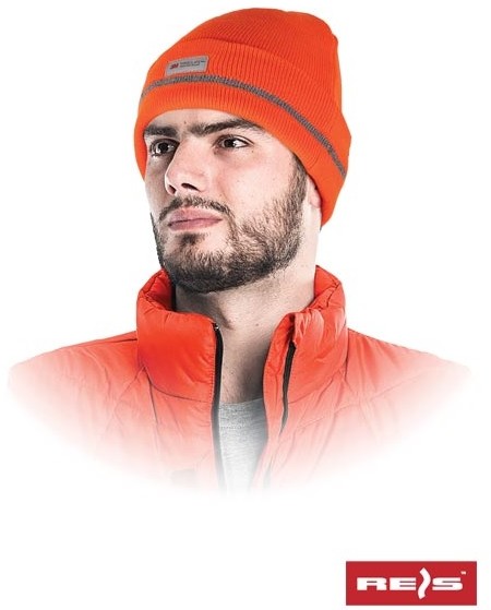 Reis CZVIS-S - czapka zimowa dziana w kolorze fluorescencyjnym, wstawka odblaskowa nić - 2 kolory - 57-61.