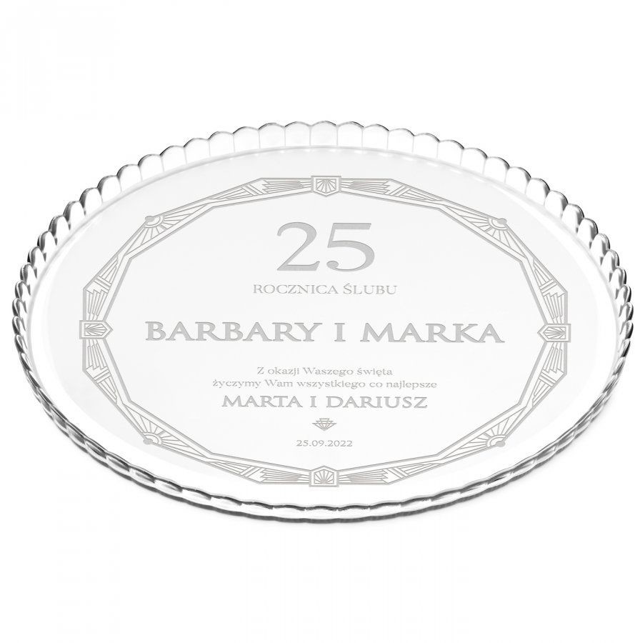 Murrano Patera szklana bez nóżki grawer dla pary na 25 rocznicę PATR2-003
