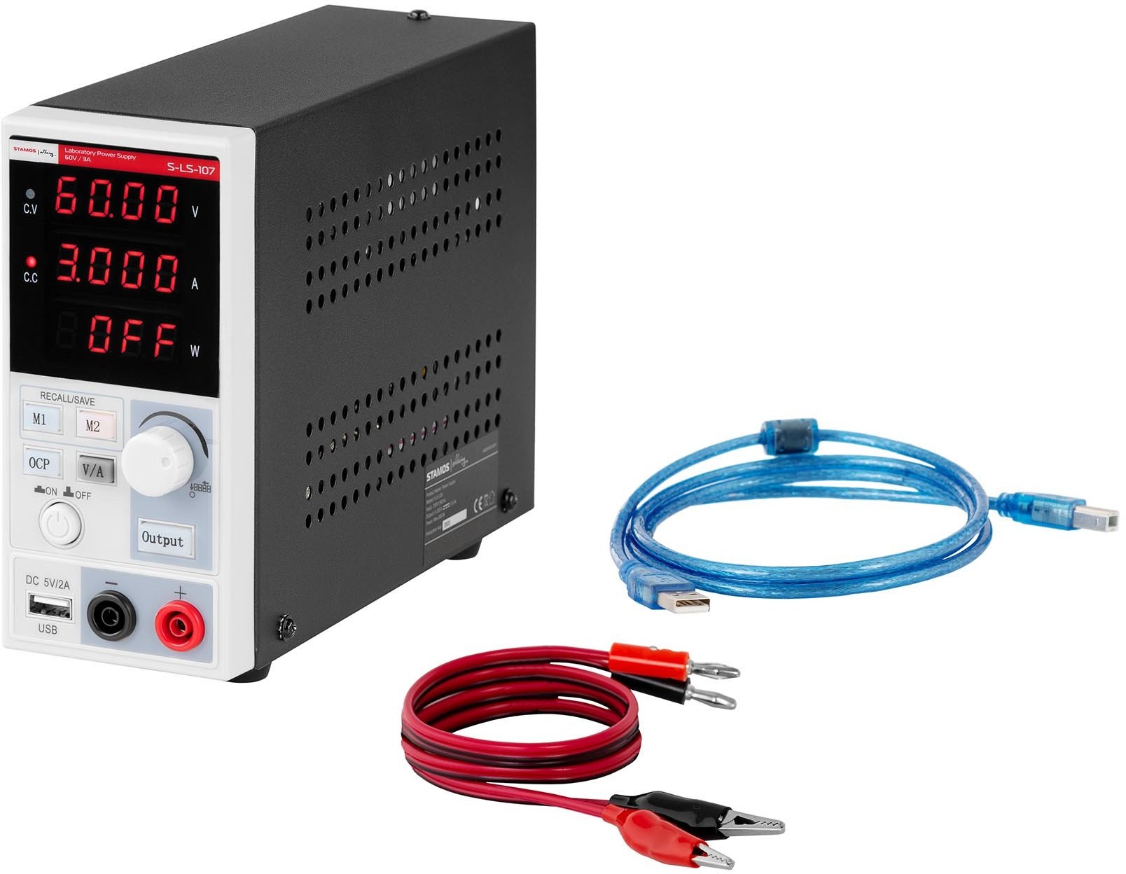 Stamos Soldering Zasilacz laboratoryjny 0-60 V 0-3 A 180 W 2 przyciski pamięci S-LS-107