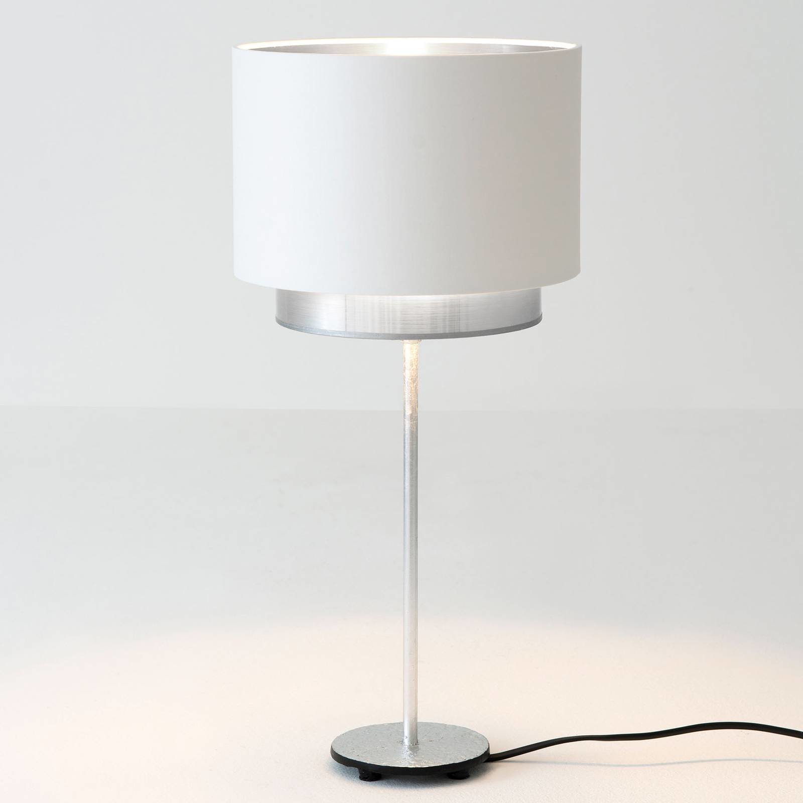 Hollander Lampa stołowa Mattia jedwab biała/srebrna