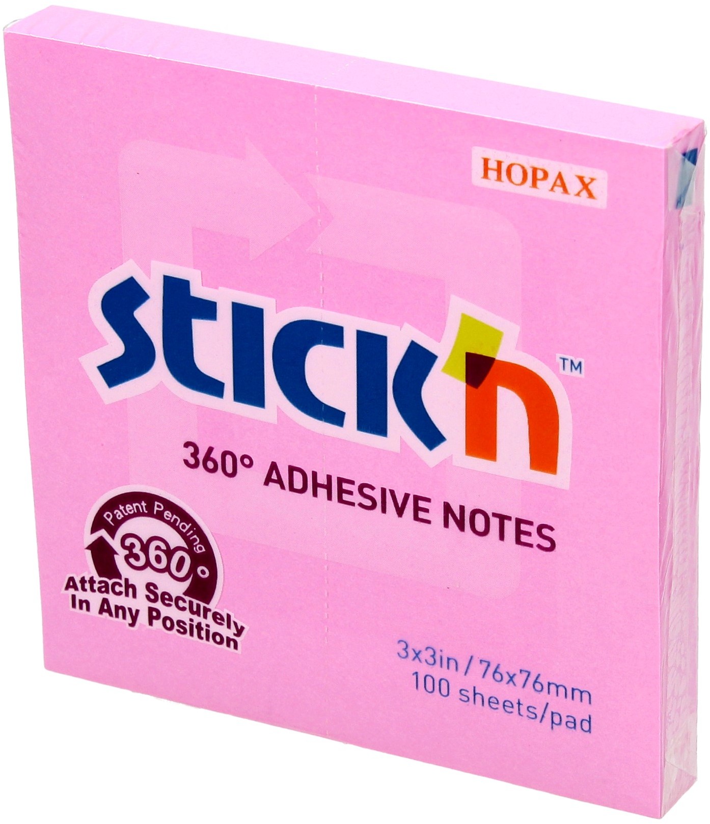 StickN HOPAX Karteczki samoprzylepne 76x76/100 różowy 360stopni