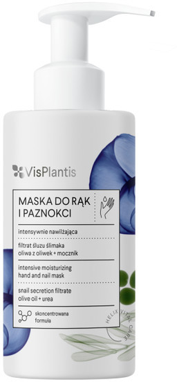 Vis Plantis intensywnie nawilżająca maska do rąk i paznokci filtrat śluzu ślimaka oliwa z oliwek mocznik 135ml
