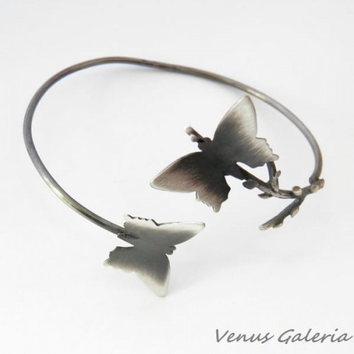 Bransoletka srebrna - Motyle szare małe 1143