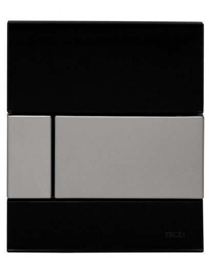 TECE przycisk spłukujący do pisuaru z wkładką zaworową, czarne szkło, przycisk ze stali szczotkowanej TECEsquare 9242806 9242806