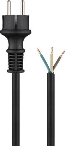 Goobay 45462 kabel z wtyczką ze stykiem ochronnym do konfekcjonowania, czarny, 1 m - wtyczka ze stykiem ochronnym (typ F, CEE 7/7) > końcówka kabla 4040849454622