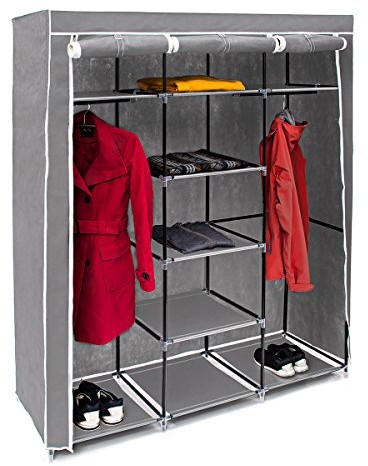 Relaxdays składana szafa VALENTIN XXL wys. x szer. x gł.: 173 x 148 x 42,5 cm szafa z materiału z 2 drążkami na ubrania i 9 półkami jako szafa garderobiana i szafka kempingowa do składania szafa na ub 10019122-139