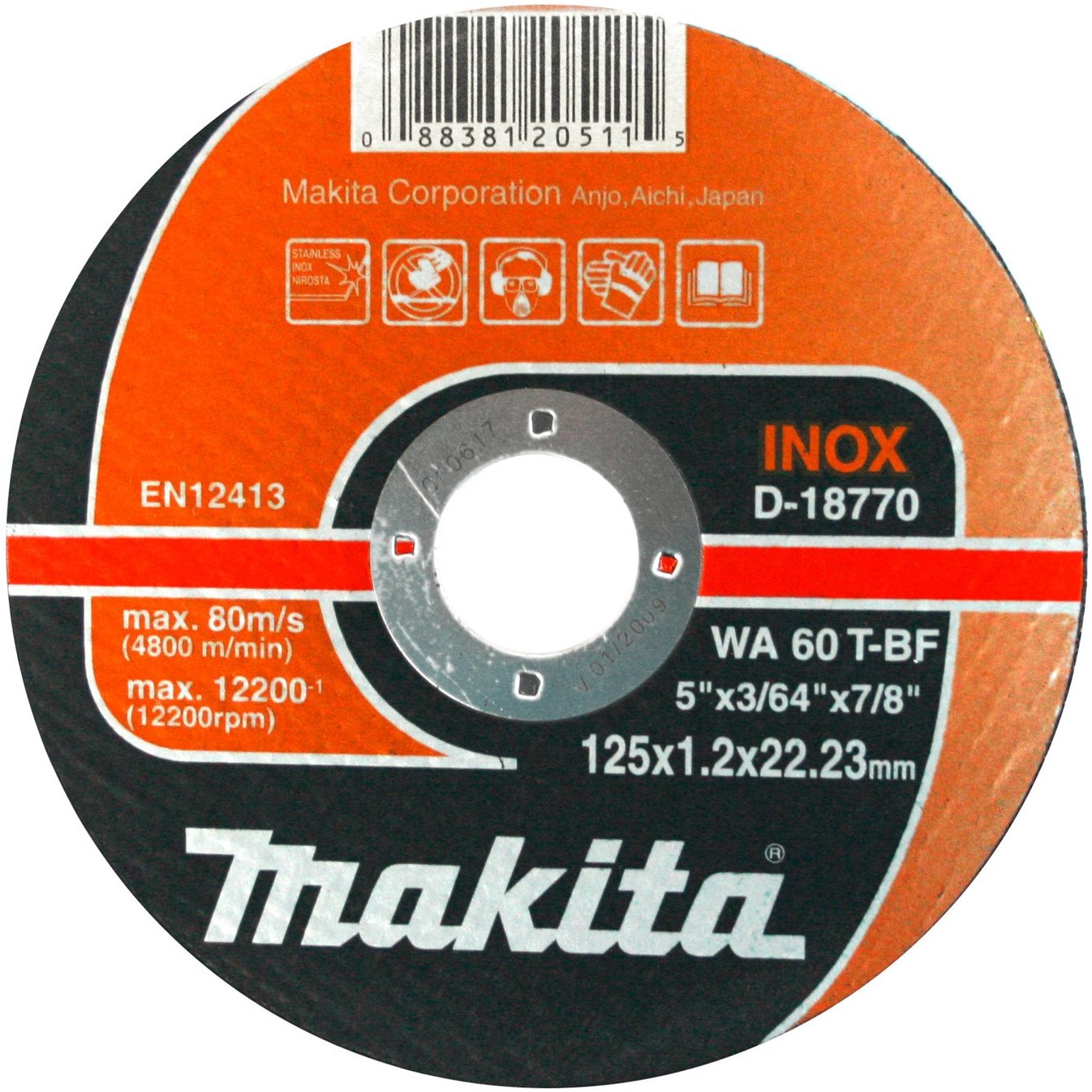Фото - Аксесуари для інструменту Makita Tarcza tnąca płaska 125x1.2mm do stali WA60T 1szt. Inox D-18770 