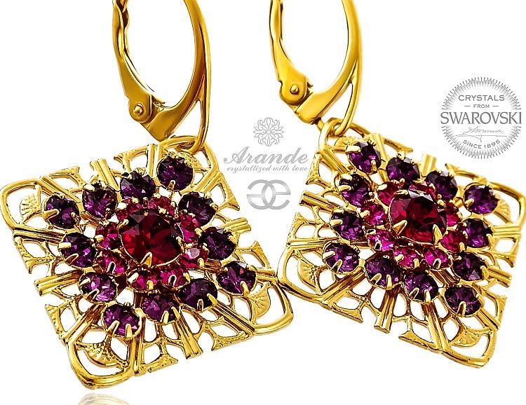 Swarovski UNIKAT KOLCZYKI RUBY GOLD CERTYFIKAT