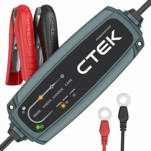CTEK EU CT5 Powersport ładowarka do akumulatorów rozruchowych 12 V do motocykli, skuterów, quadów, Jetski (nadaje się również do akumulatorów litowych) czarna 30 x 7 x 15 cm