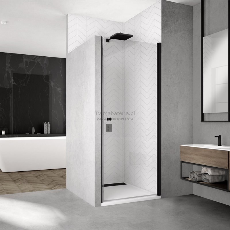 Ronal Black Solino drzwi do wnęki uchylne 80 cm czarne SOL108000607
