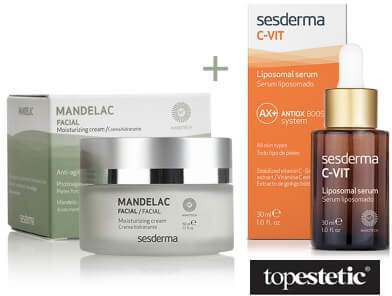 Sesderma Mandelac + C-VIT Liposomal Serum ZESTAW Krem nawilżający 50 ml + Serum liposomowe 30 ml