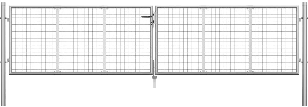 vidaxl Brama ogrodowa, galwanizowana stal, 415x125 cm, srebrna