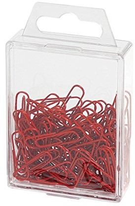 WEDO Wedo 901244202 spinacze biurowe (metal, 27 mm, z powłoką z tworzywa sztucznego) 100 sztuk, czerwone 901244202