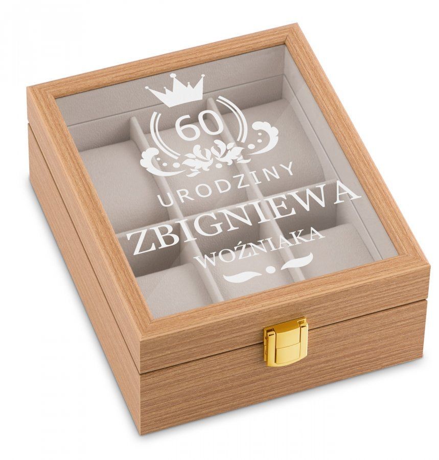 Murrano Szkatułka drewniana na 6 zegarków z grawerem dla niego na 50 urodziny SZKT-JD2X3-012