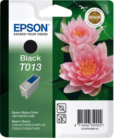 Epson Wyprzedaż Oryginał Tusz Epson T013 do Epson Stylus C-20SX C-20UX C-40UX | 10ml | czarny black pudełko zastępcze oryginalny airbag/folia C13T01340110_BP_wyp