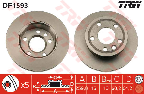 TRW Tarcza hamulcowa DF1593