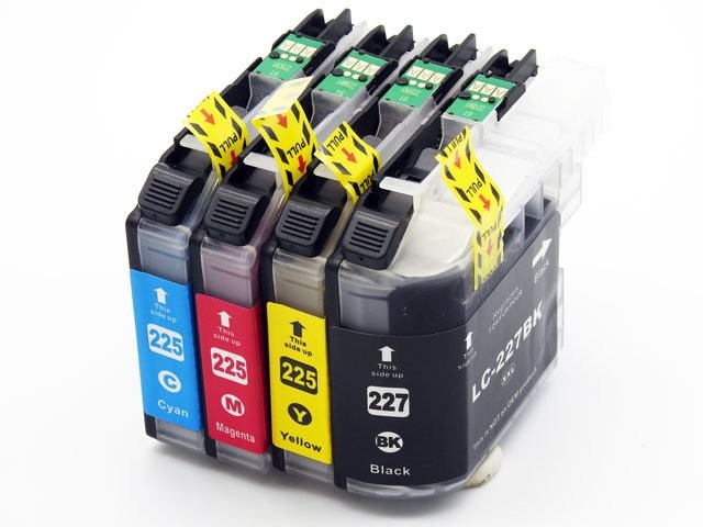 DD-Print Zestaw zamiennych tuszy 1x LC227 3x LC225 CMYK do Brother DCP-J4120DW MFC-J4420D Nowy DD-Print 1xLC227 3xLC225 CMYKDD zestaw