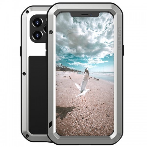 Love Mei Etui Pancerne + szkło iPhone 12 Pro, srebrne 6932809615854