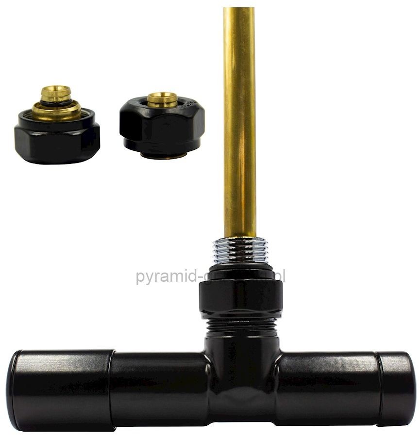 Varioterm Zawór regulacyjny UNICO ze złączką PEX/CU - czarny mat pex 16 mm lewy 000M875A024/L(PEX)