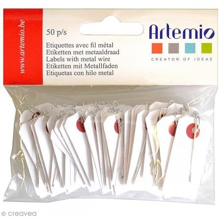 Artemio Mini białe etykiety za pomocą drutu 2 x 4 cm 11060134