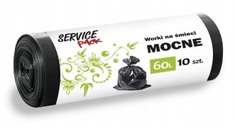 Mocne Worki Na Śmieci Czarne Grube Ldpe 60L 10szt