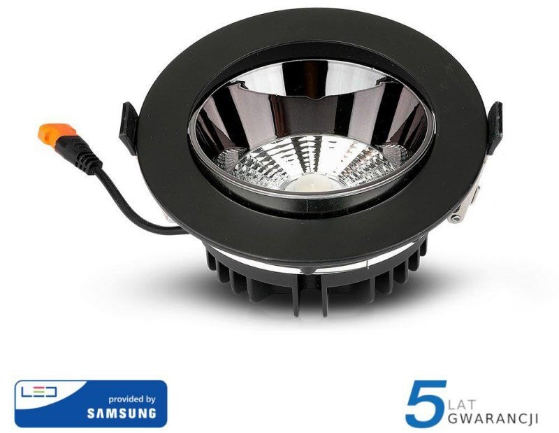 Downlight v-tac Oprawa V-TAC SAMSUNG CHIP 30W Czarna Uchylna VT-2-33 6400K 2400lm