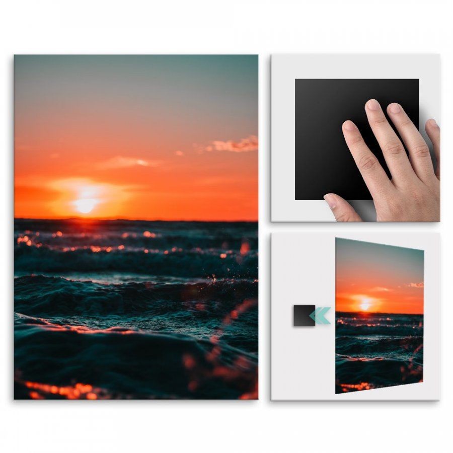 Pix4home Plakat metalowy zachód słońca widziany z nad wody M POS-M-02098