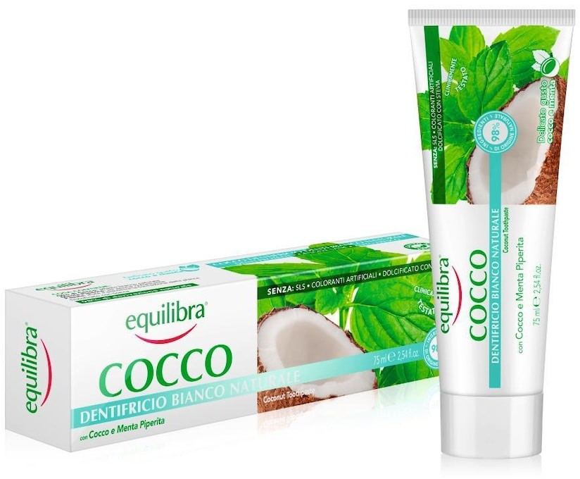 Equilibra Equilibra Pielęgnacja twarzy Kokosowa pasta do zębów naturalna biel 75 ml