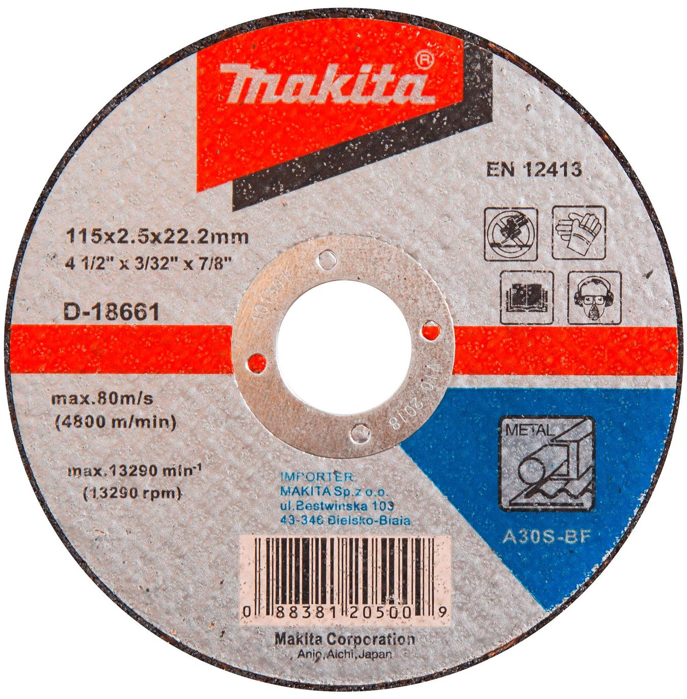 MAKITA Tarcza do cięcia metalu 115 mm