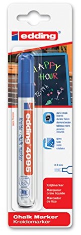 Edding 4095 na okno/kreda marker, Blister, 2 3 MM, niebieski 4-4095-1-1003