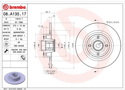 BREMBO 08.A135.17
