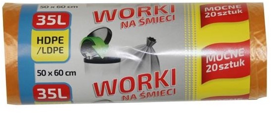 Pucuś Worki na śmieci HDPE 20 sztuk 35l