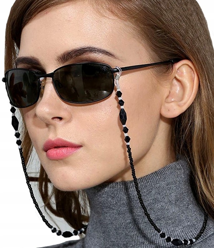 Retro Elegancki Łańcuszek do Okularów czarny boho