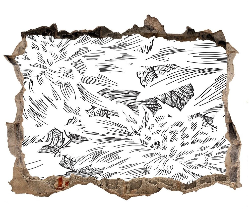 Wallmuralia.pl Naklejka 3D dziura na ścianę Kwiatowy wzór