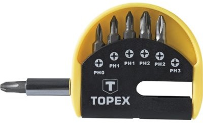 TOPEX Końcówki wkrętakowe PH z uchwytem 7szt 39D350