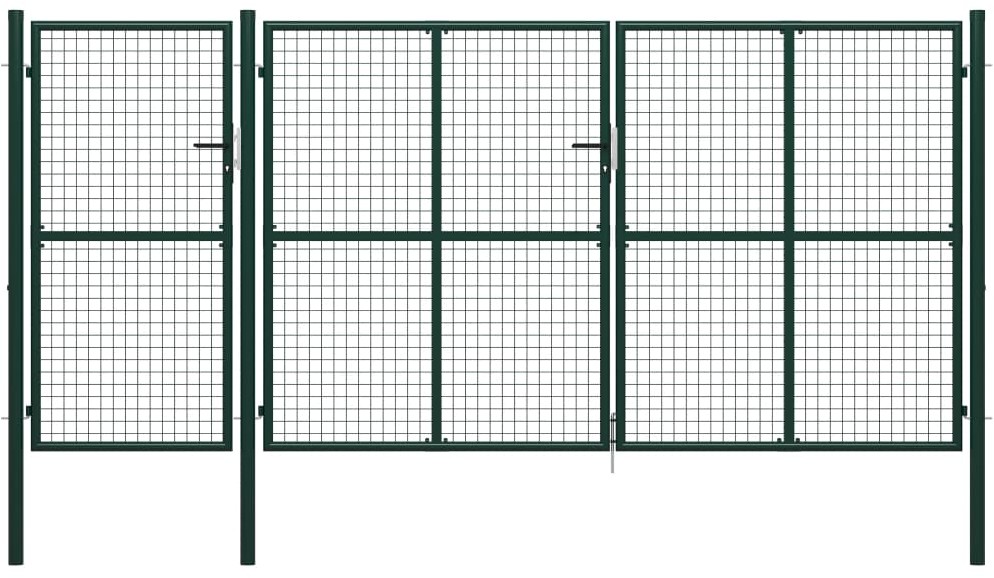 vidaxl Brama ogrodzeniowa, stalowa, 400 x 150 cm, zielona