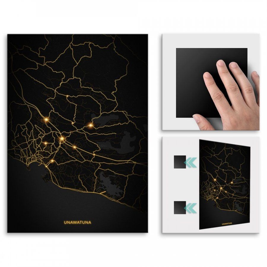 Pix4home Plakat metalowy Mapa City Lights Unawatuna L POS-L-03811