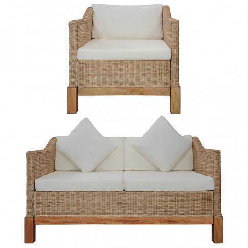 2-częściowy zestaw wypoczynkowy, sofa i fotel, naturalny rattan D1-Z04