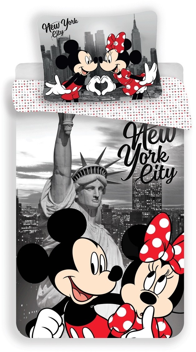 Jerry Fabrics Pościel dziecięca Micky and Minnie in New York micro, 140 x 200 cm, 70 x 90 cm