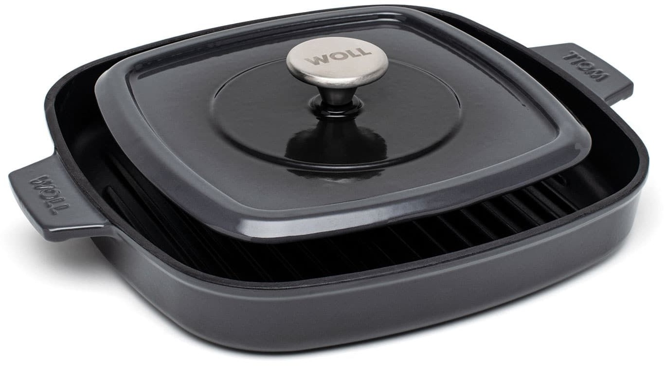 WOLL Patelnia grillowa Iron IND Woll z pokrywą 24 cm 24 siwy