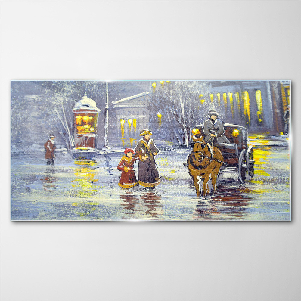 PL Coloray Obraz na Szkle Winnica Śnieg Drzewa 100x50cm