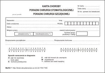 Firma krajewski Karta choroby poradni chirurgii stomatologicznej [Mz/St-7] Mz/St-7