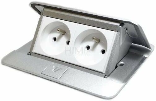 Legrand Minipuszka POP-UP do blatów ALUMINIUM wyposażona w białe gniazda 2P+Z 054011 054011/2x278111L