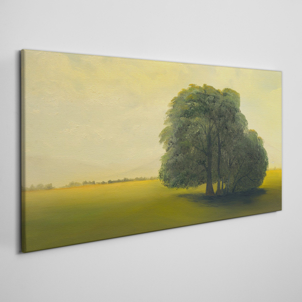 PL Coloray Obraz Canvas Malarstwo drzewa niebo pole 100x50cm
