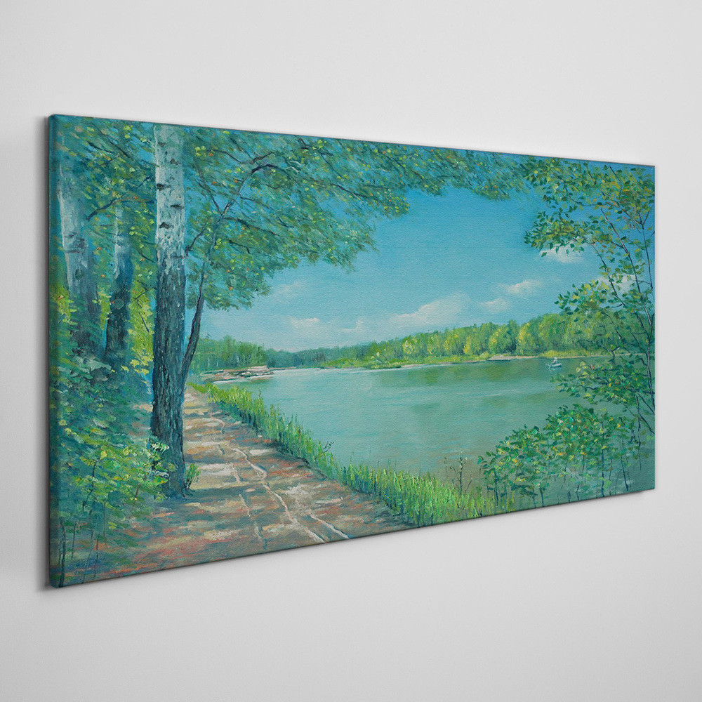 PL Coloray Obraz Canvas Malarstwo rzeka las przyroda 100x50cm