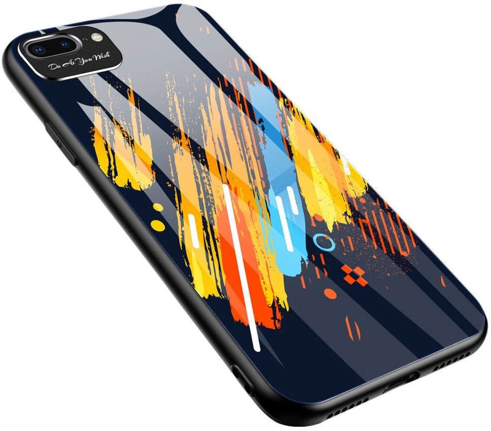 Hurtel Color Glass Case etui pokrowiec nakładka ze szkła hartowanego z osłoną na aparat iPhone SE 2020 / iPhone 8 / iPhone 7 pattern 5 - Przezroczysty
