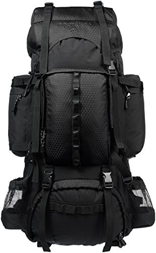 AmazonBasics plecak turystyczny z rama wewnętrzna i ochrona przed deszczem, czarny, 75 L ZH1704013