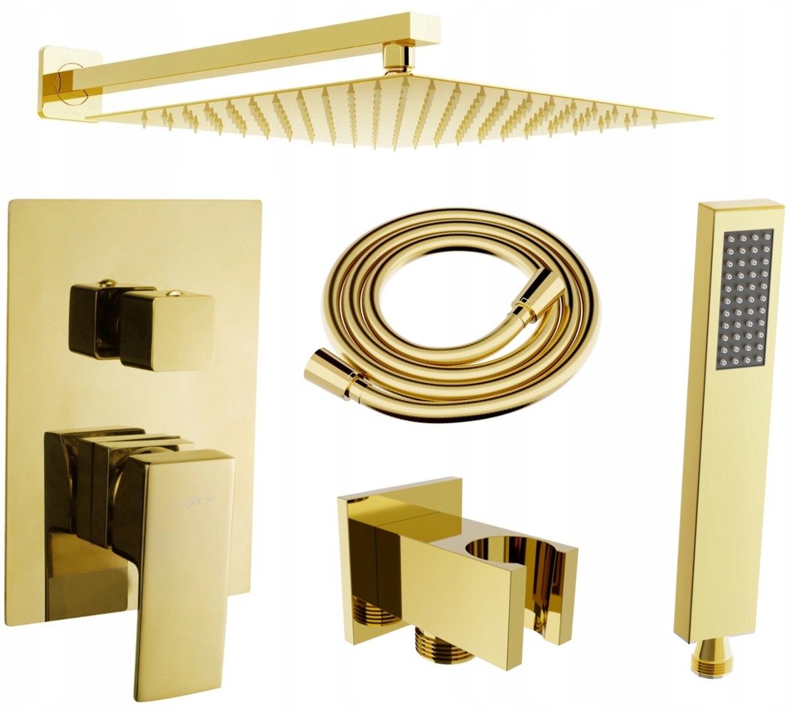 Mexen Uno DR02 Zestaw Podtynkowy Prysznicowy Złoty