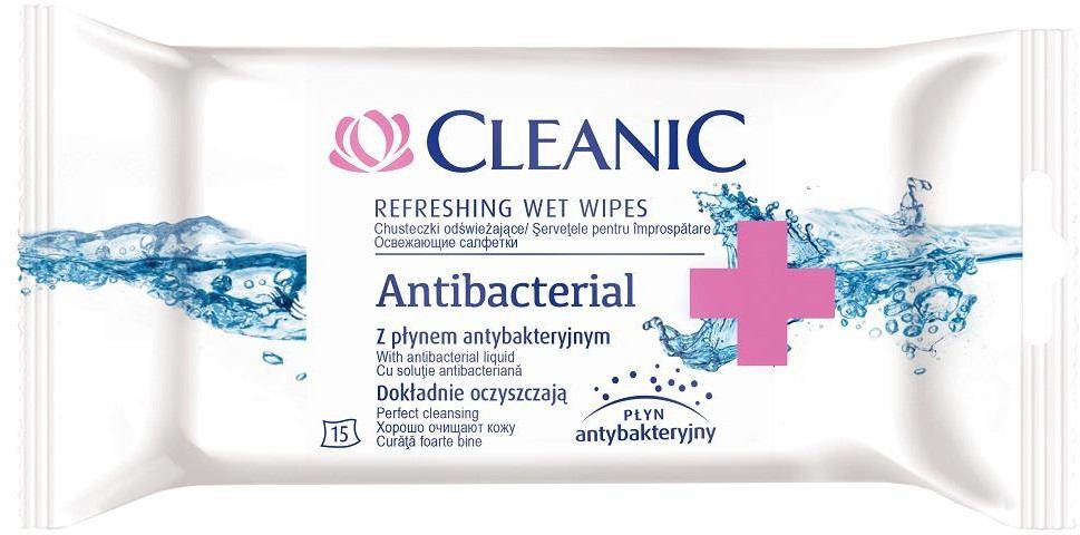 Cleanic Antibacterial chusteczki odświeżające z płynem antybakteryjnym 15szt.