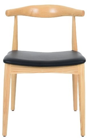Krzesło ELBOW naturalne drewno jesion ekoskóra czarna